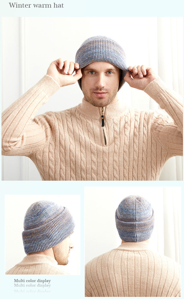 Rabbit Wool Core Spun Yarn Knitted Hat Double Folded Edge Wool Hat