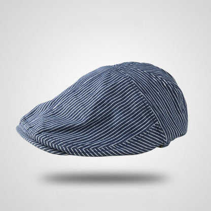 Longitudinal Stripes Vintage Cotton Flat Cap