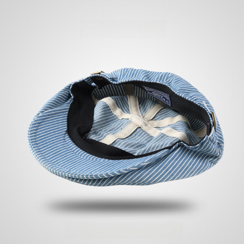 Longitudinal Stripes Vintage Cotton Flat Cap