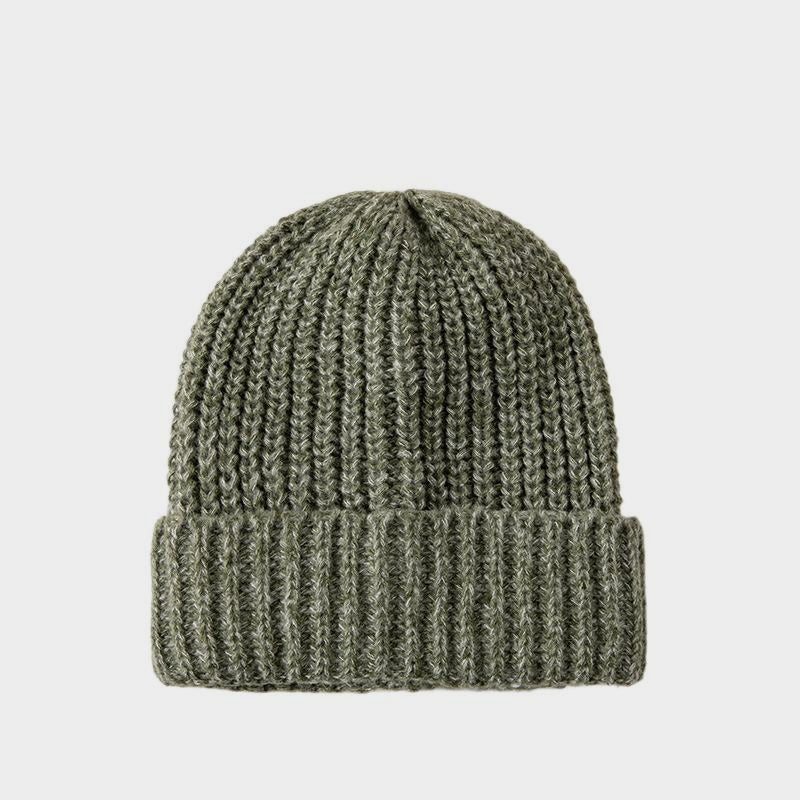 Color Block Double Knit Hat for Women Loose Fit