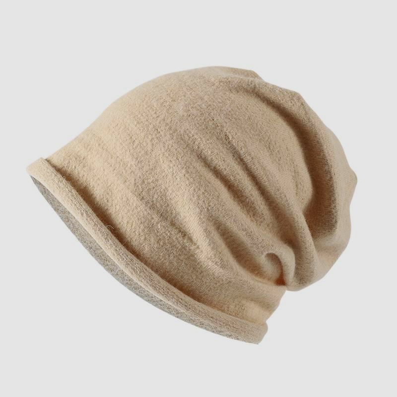 Warm Knitted Rolled Edge Slouchy Beanie