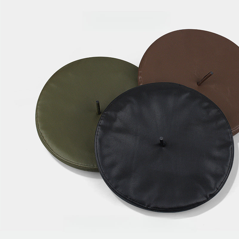 PU Leather Solid Color Beret