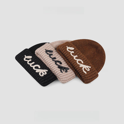 Letter Embroidery Warm Beanies