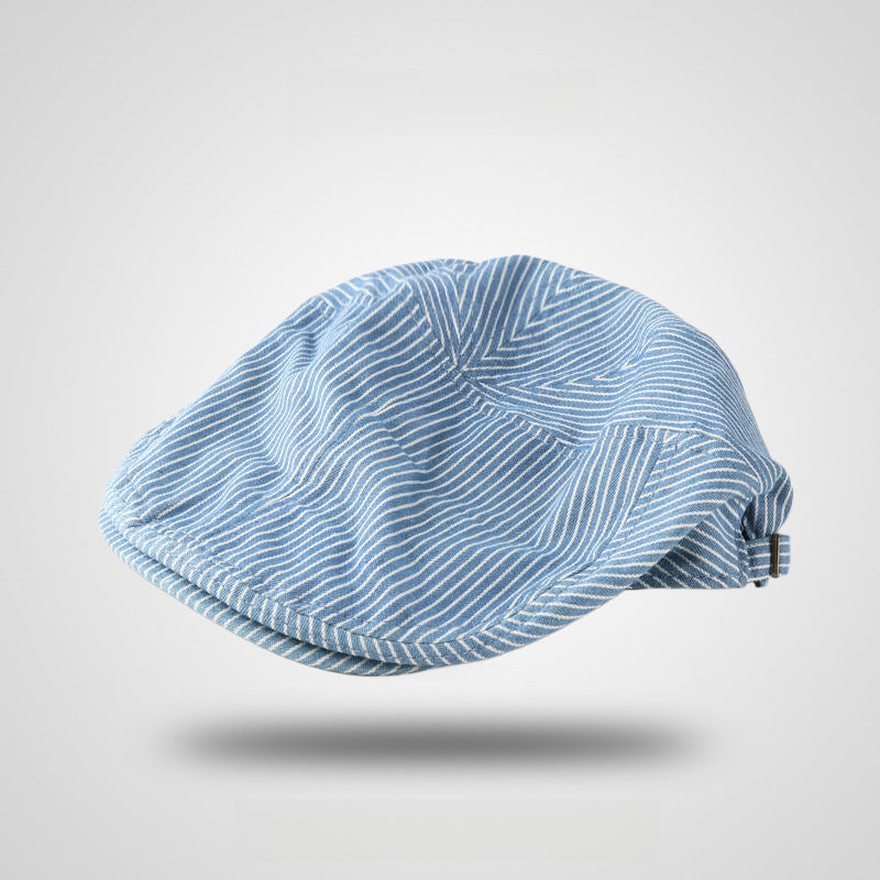 Longitudinal Stripes Vintage Cotton Flat Cap