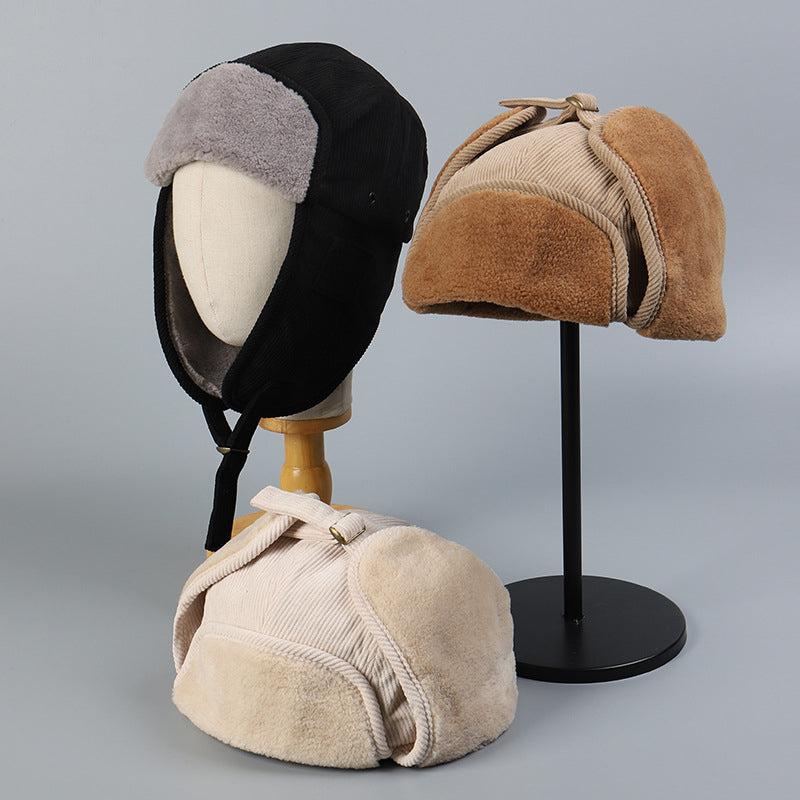 Corduroy Lining Thickened Warm Ski Hat