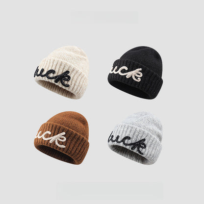 Letter Embroidery Warm Beanies