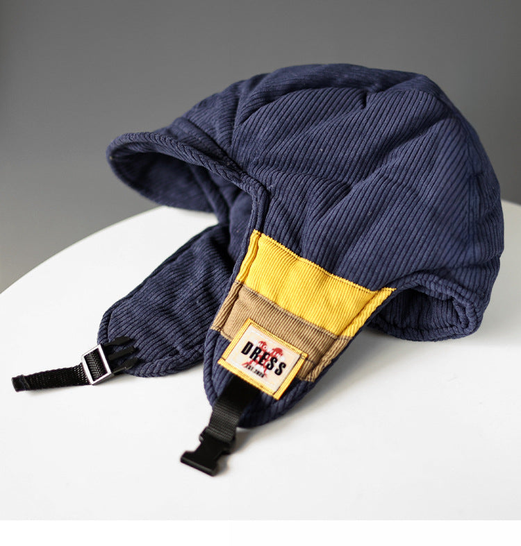 Color Contrast Patchwork Cold Protection in Winter Fleece-lined Warm Trapper