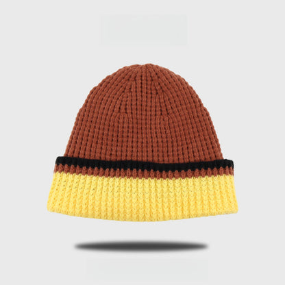 Fleece-lined Thick Contrast Color Beanie