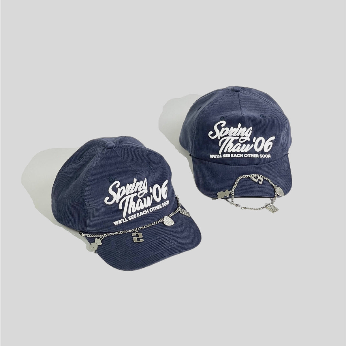 Detachable Chain Bracelet Corduroy Baseball Cap