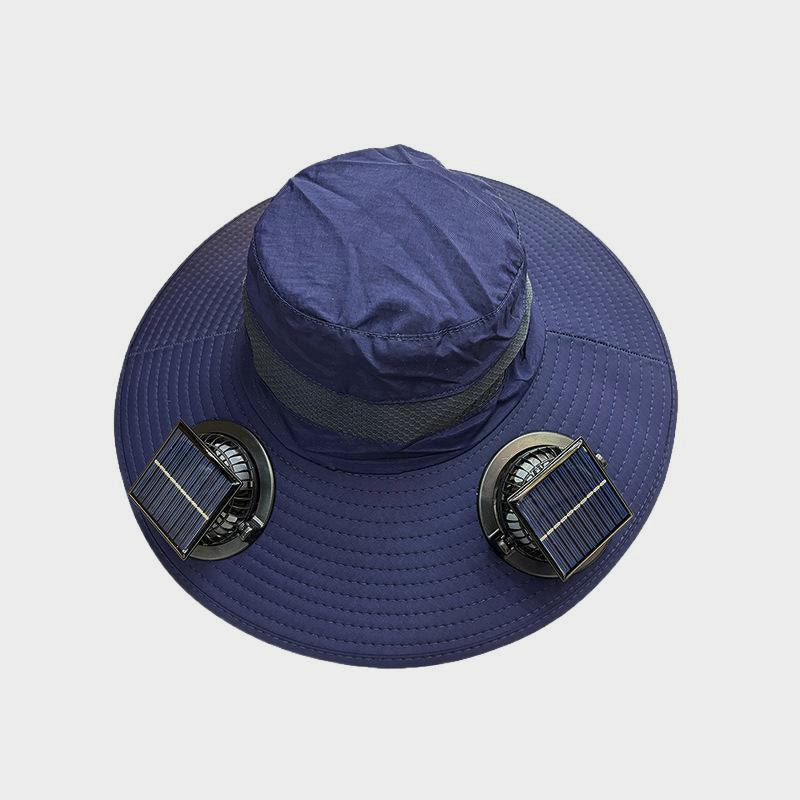 Solar Powered Fan Hat Large Brim Sunshade Outdoor Fishing Sun Protection Fisherman Hat