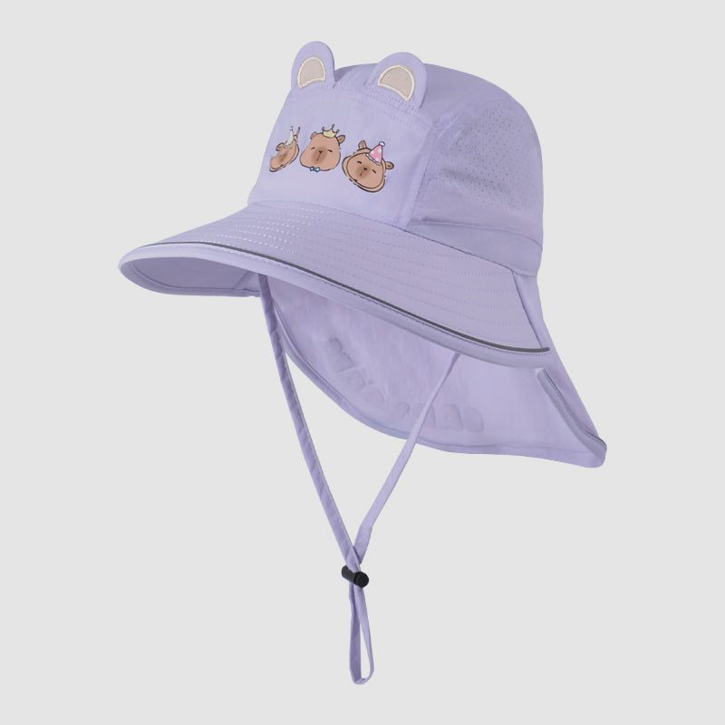 Children's Hat Cartoon Shawl Neck Protection Sun Protection Hat Quick Drying Waterproof Fisherman Hat