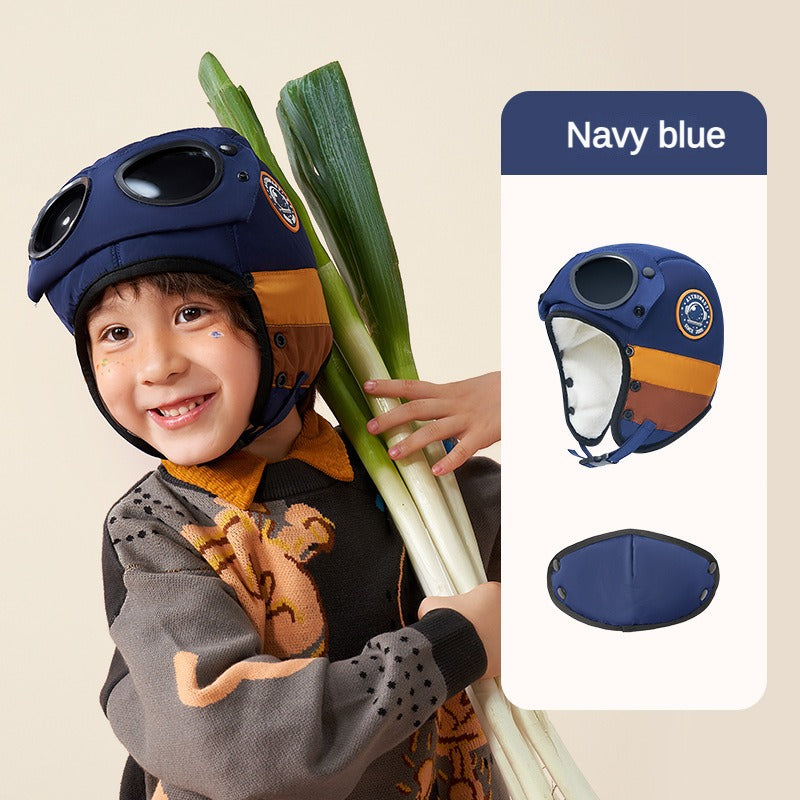 Children's Warm Sunglasses Mask Hat Integrated Ear Protection Hat