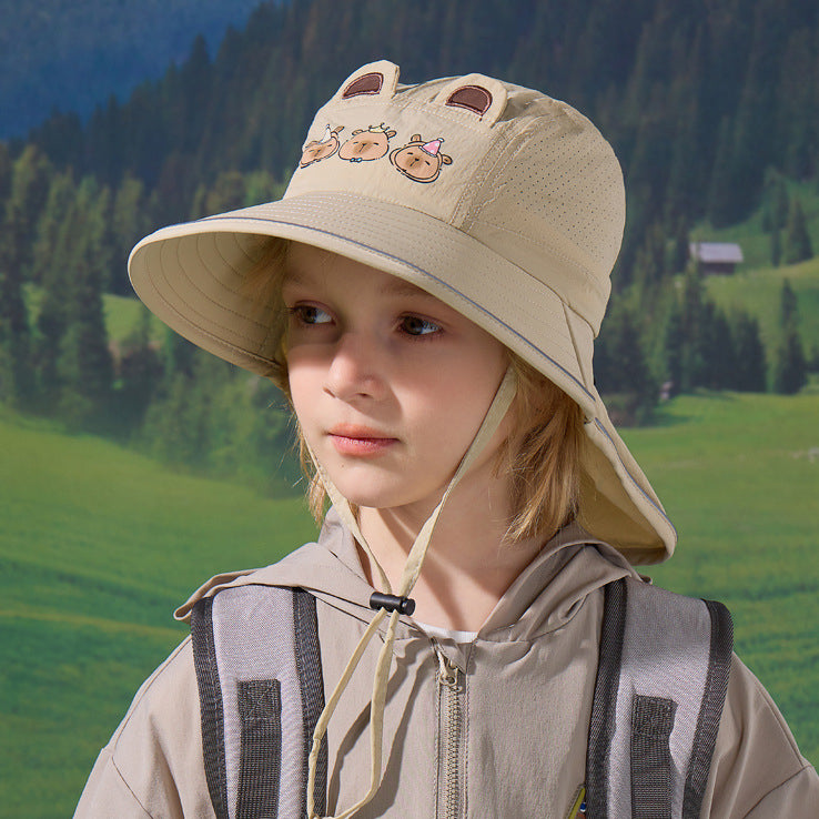 Children's Hat Cartoon Shawl Neck Protection Sun Protection Hat Quick Drying Waterproof Fisherman Hat