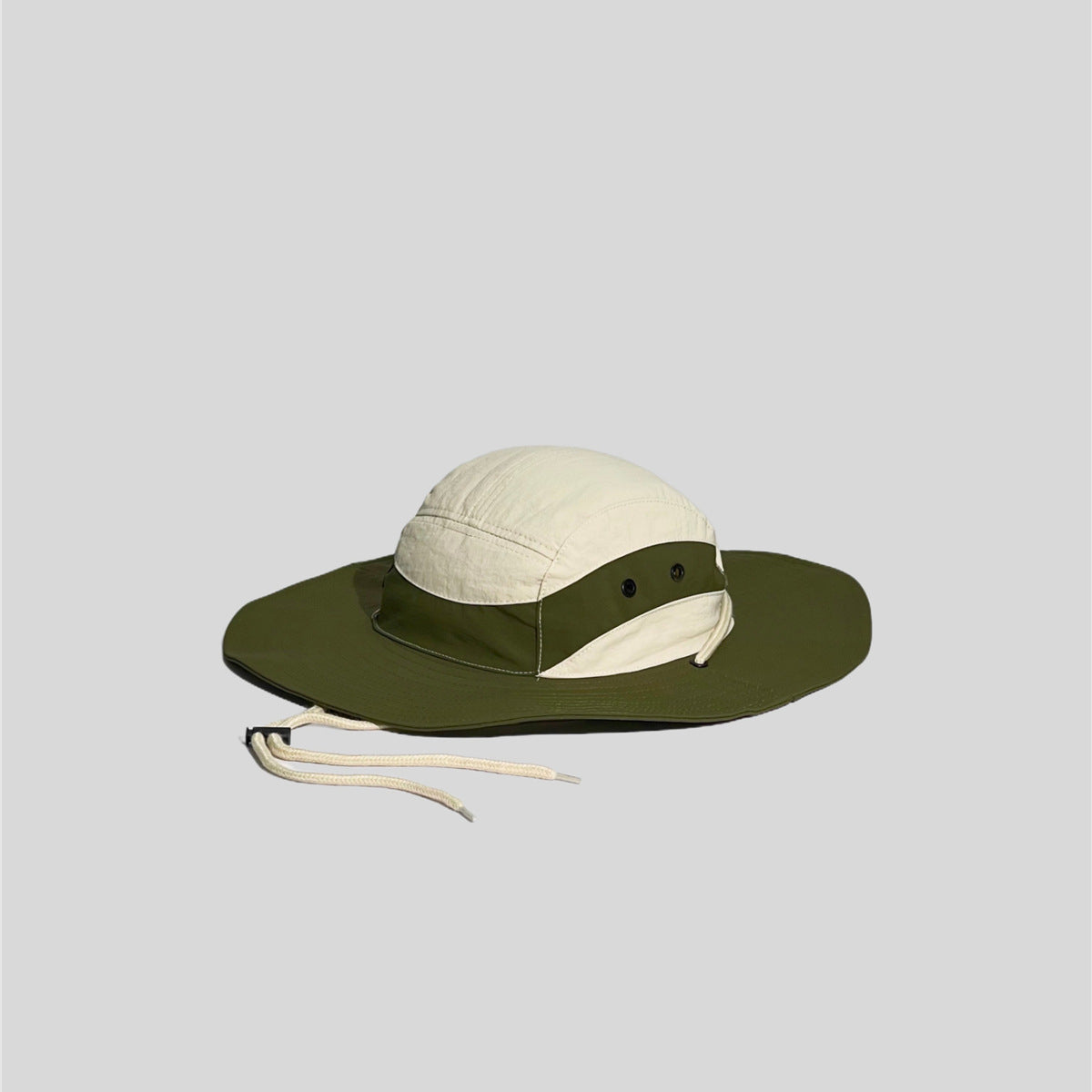 Color Block Patchwork Camping Drawstring Sun Protection Fisherman Hat