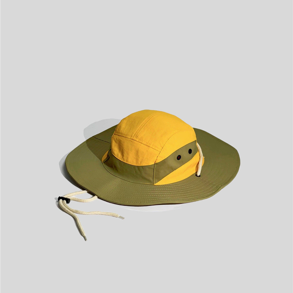 Color Block Patchwork Camping Drawstring Sun Protection Fisherman Hat