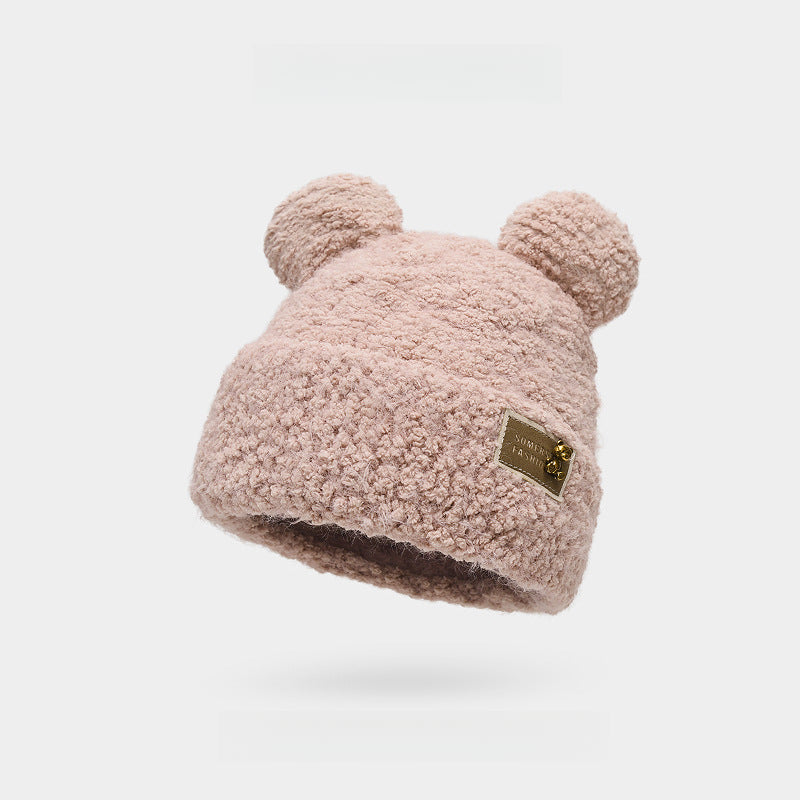 Autumn and Winter Fleece Lined Padded Warm Keeping Bear Beanie