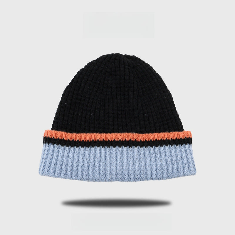 Fleece-lined Thick Contrast Color Beanie