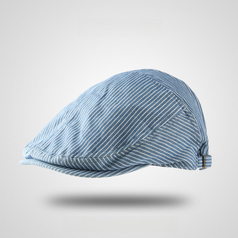 Longitudinal Stripes Vintage Cotton Flat Cap