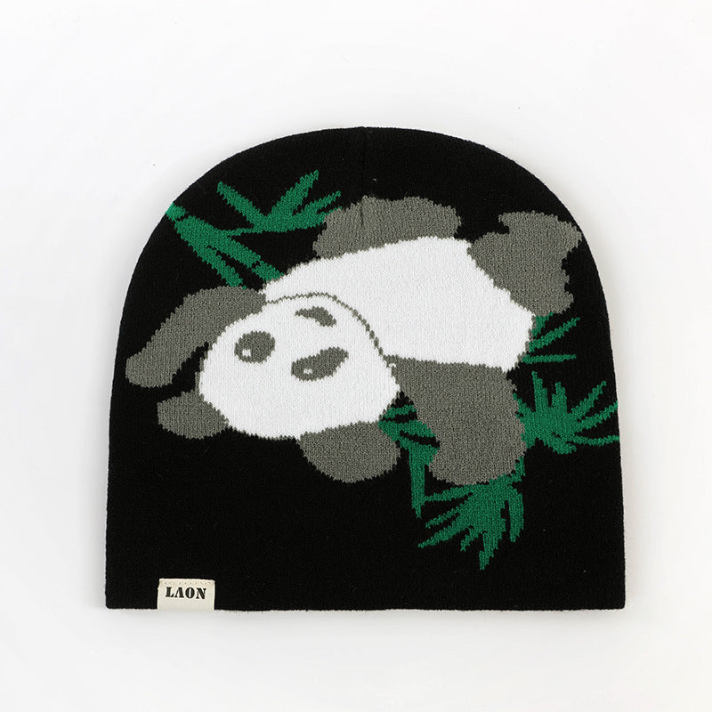 Panda Jacquard Knitted Hat Windproof Ear Protection Wool Hat