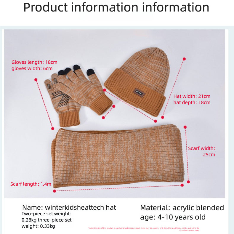 Children's Hat Scarf Gloves Three-piece Set Winter Outdoor Warm Beanie