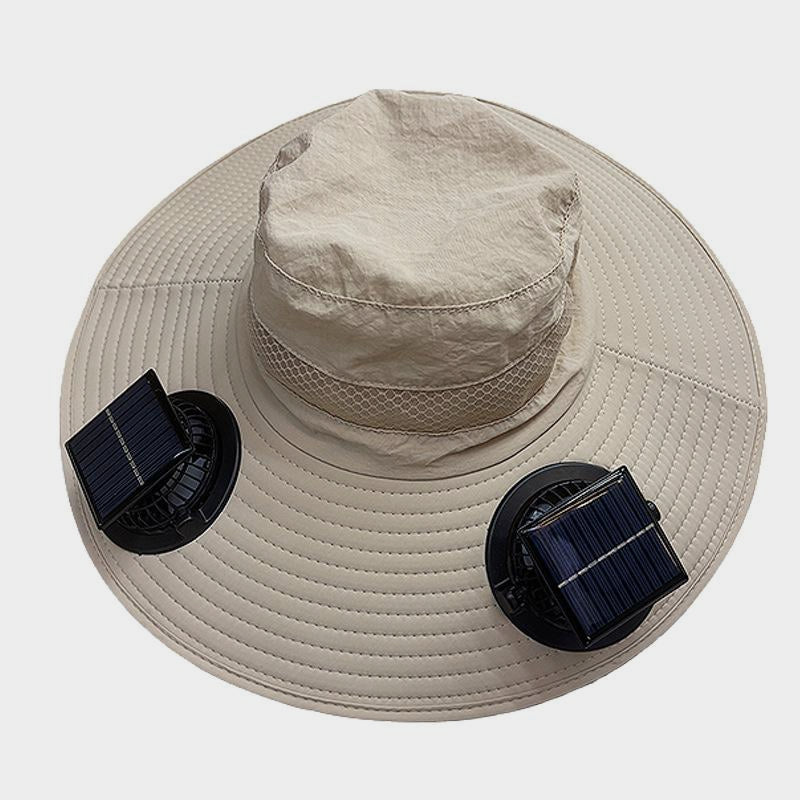 Solar Powered Fan Hat Large Brim Sunshade Outdoor Fishing Sun Protection Fisherman Hat