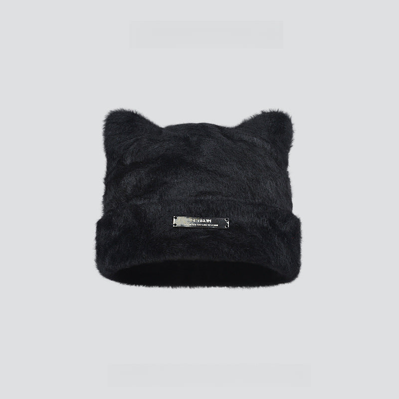 Cute Cat Ears Mink-like Beanie