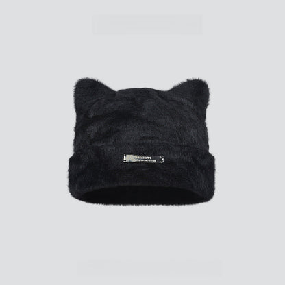 Cute Cat Ears Mink-like Beanie