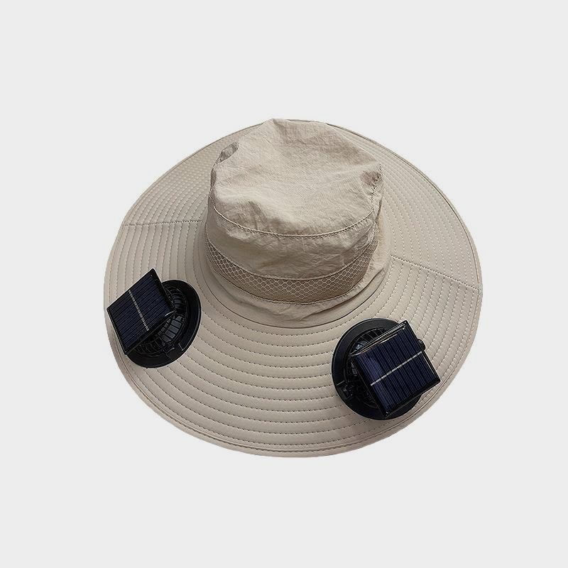 Solar Powered Fan Hat Large Brim Sunshade Outdoor Fishing Sun Protection Fisherman Hat