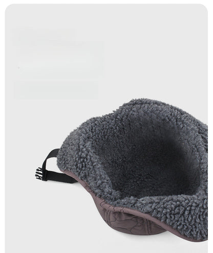 Thickened Lamb Wool Double-Sided Wear Earmuffs Hat Outdoor Keep Warm Skiing Cycling Pilot Cap