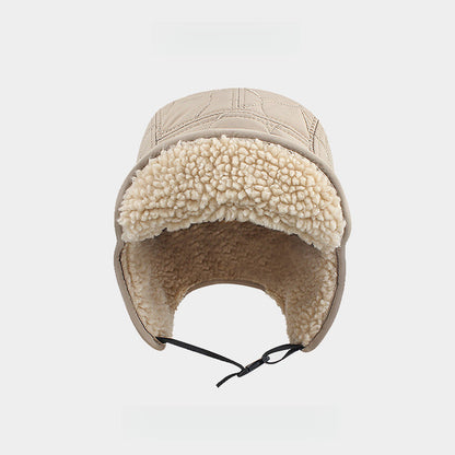 Thickened Lamb Wool Double-Sided Wear Earmuffs Hat Outdoor Keep Warm Skiing Cycling Pilot Cap