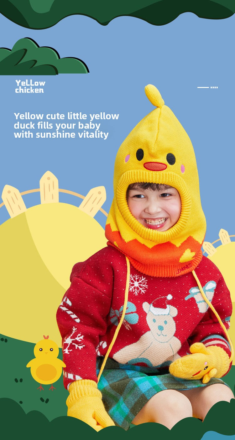 Children's Ear Protection Hat Cartoon Animal Fleece Lined Thickened Warm