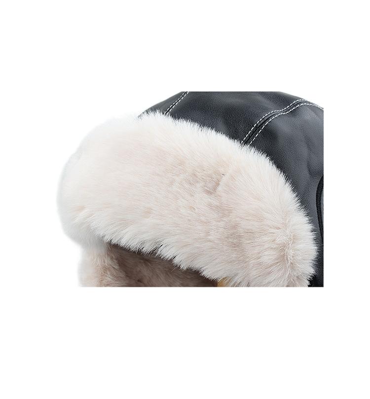 PU Leather Wear-Resistant Thickening Warm Earflaps Cap