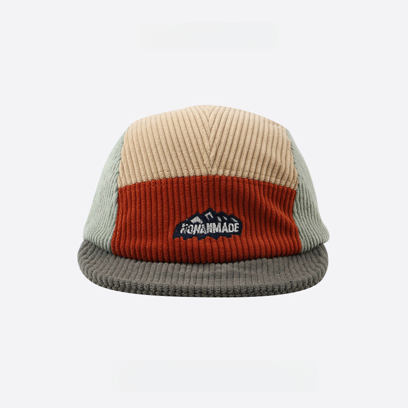 Japanese Corduroy Color Matching Soft Top Short Brim 5 panel Cap