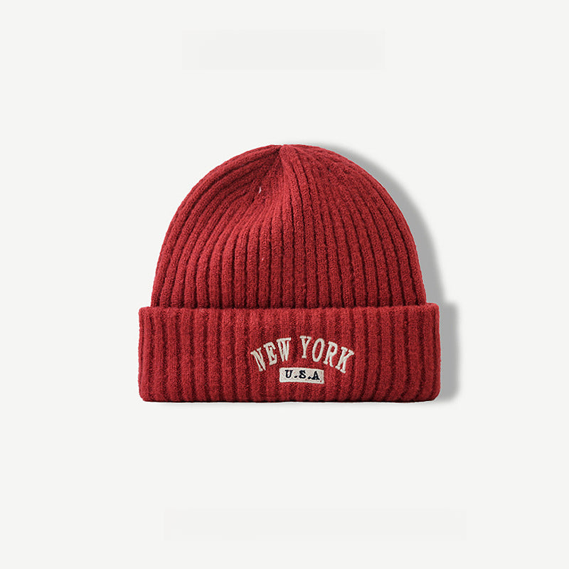 NewYork Letter Embroidery Warm Knitted Beanie