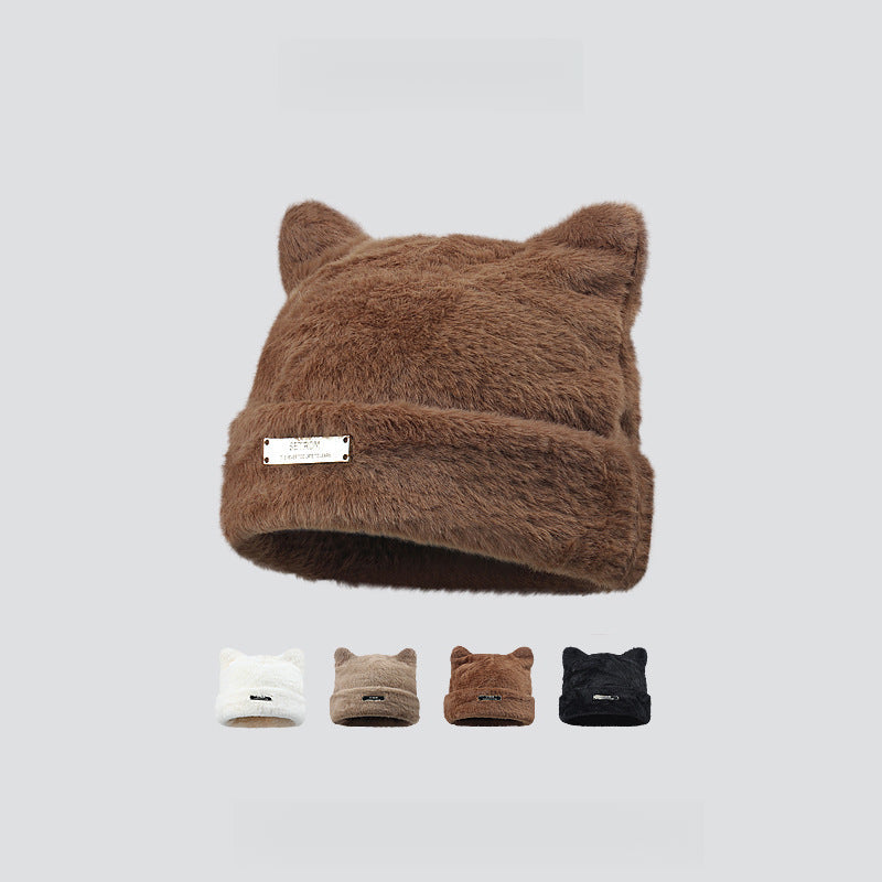 Cute Cat Ears Mink-like Beanie