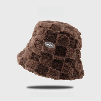 Lambswool Plaid Thickened Warm Bucket