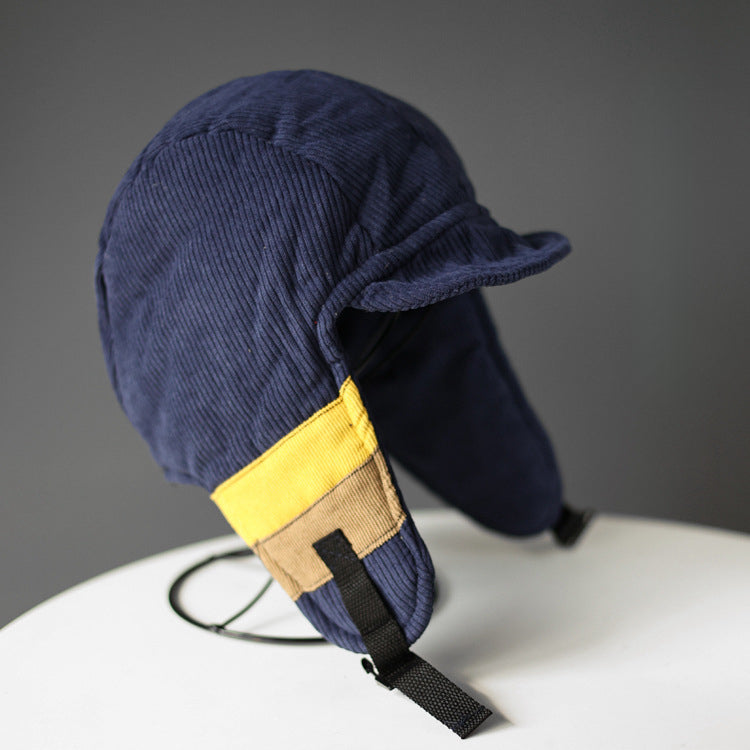 Color Block Splicing Cold-Proof Fleece-Lined Warm Outdoor Cycling Trapper