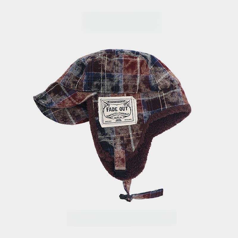 Plaid Outdoor Keep Warm Earmuffs Hat