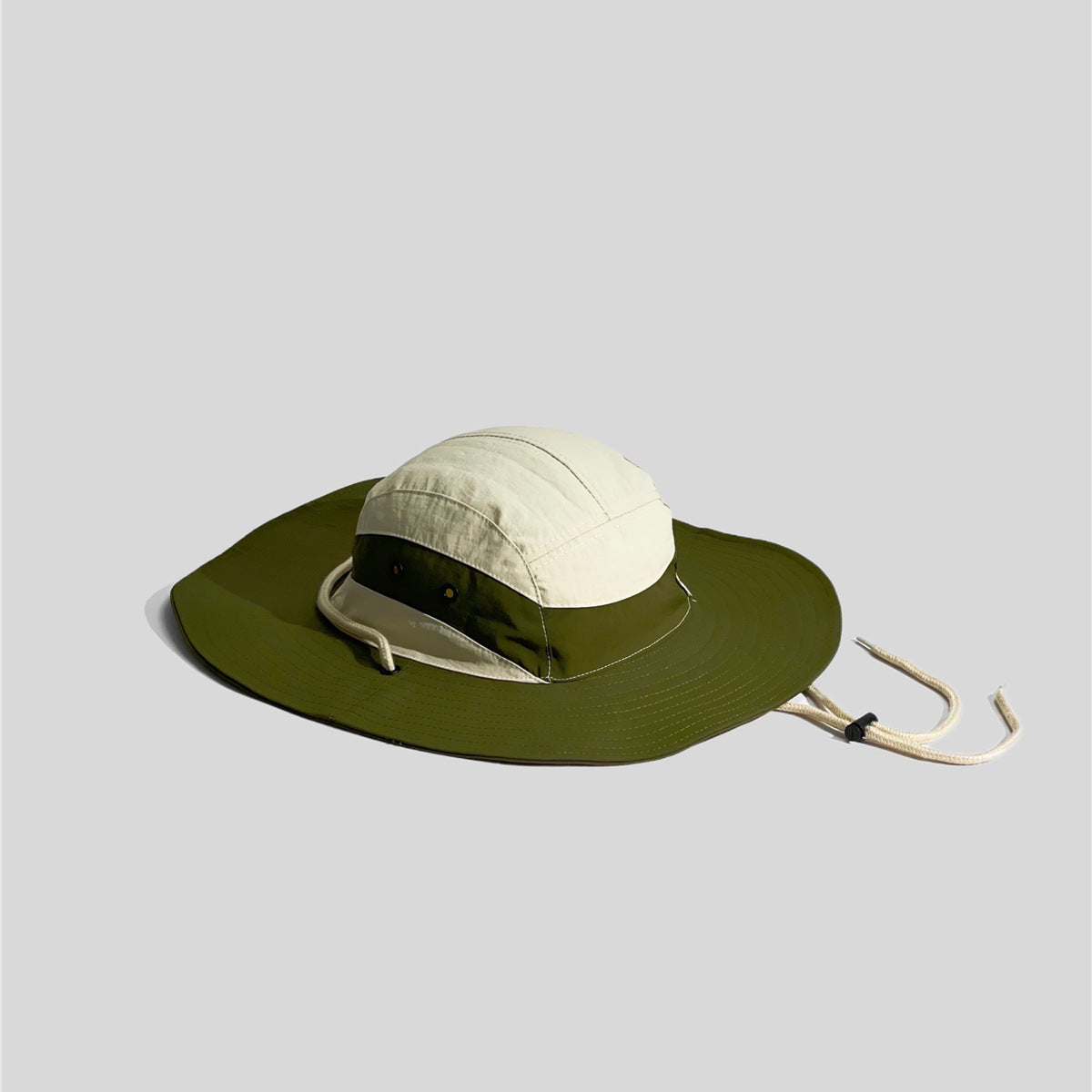 Color Block Patchwork Camping Drawstring Sun Protection Fisherman Hat