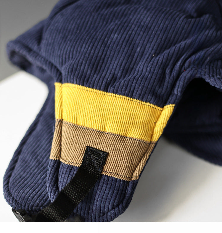 Color Contrast Patchwork Cold Protection in Winter Fleece-lined Warm Trapper