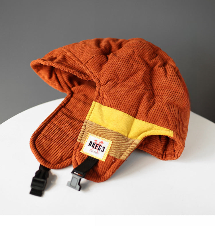 Color Contrast Patchwork Cold Protection in Winter Fleece-lined Warm Trapper