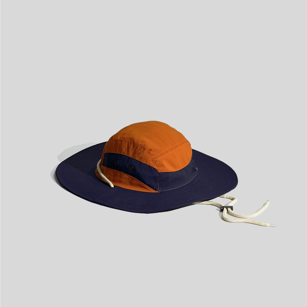 Color Block Patchwork Camping Drawstring Sun Protection Fisherman Hat