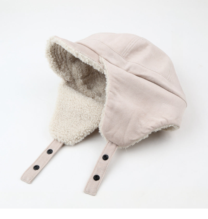 Lambswool Thickened Ears Protection Hat Warm Trapper