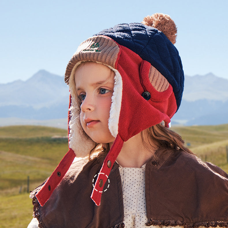 Autumn and Winter Children Fleece-lined Warm Earflaps Cap