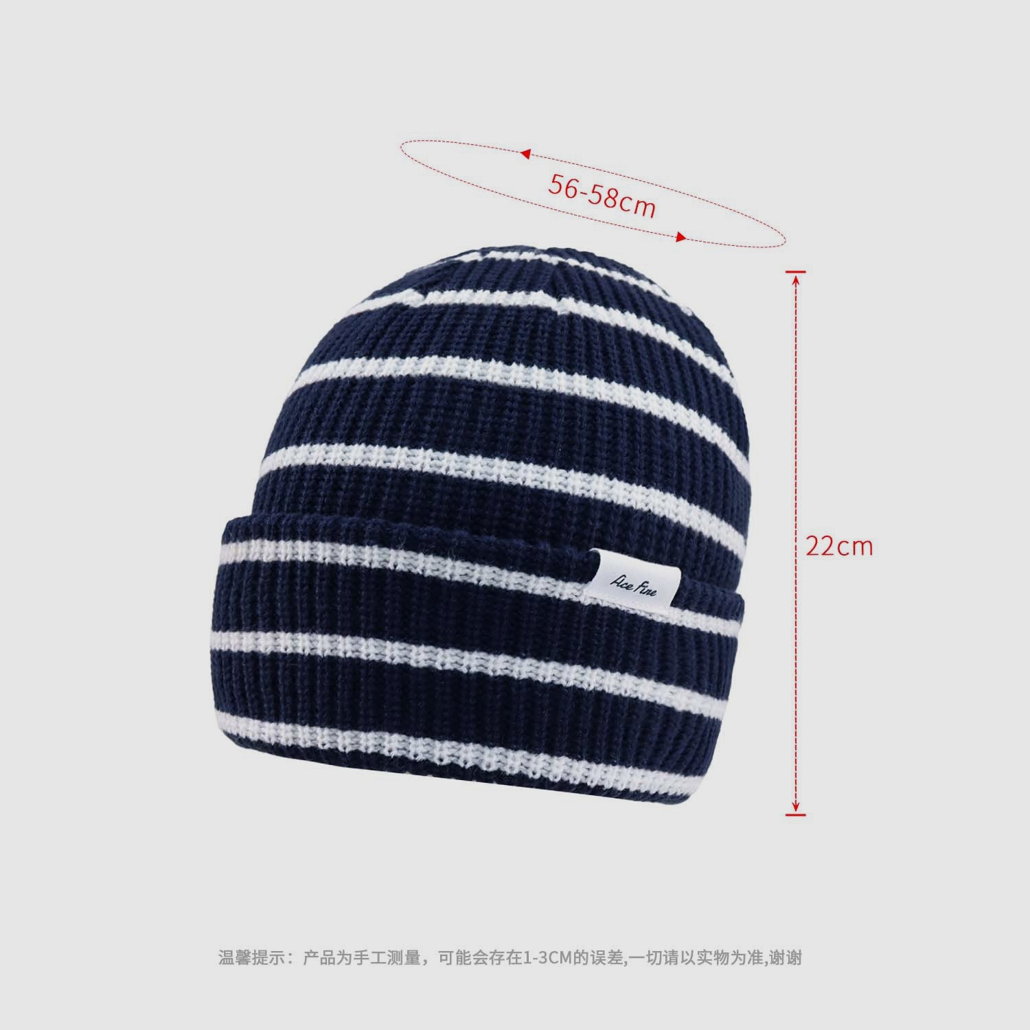Label Striped Knit Beanie