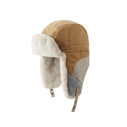 Rex Rabbit Fur Contrast Color Winter Warm Earflaps Cap Trapper