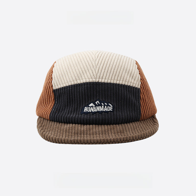 Japanese Corduroy Color Matching Soft Top Short Brim 5 panel Cap