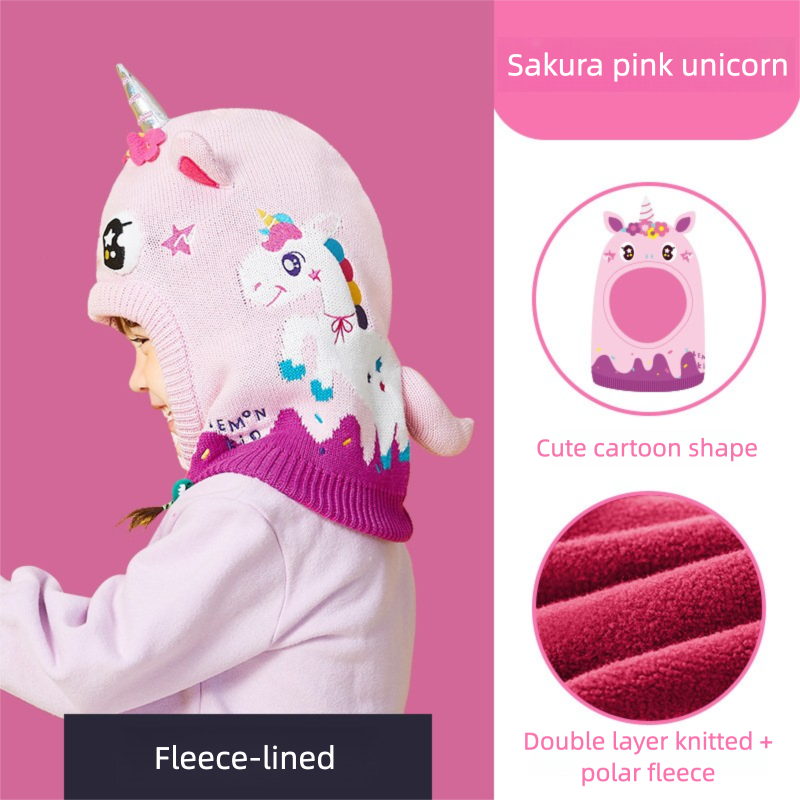 Children's Ear Protection Hat Cartoon Animal Fleece Lined Thickened Warm