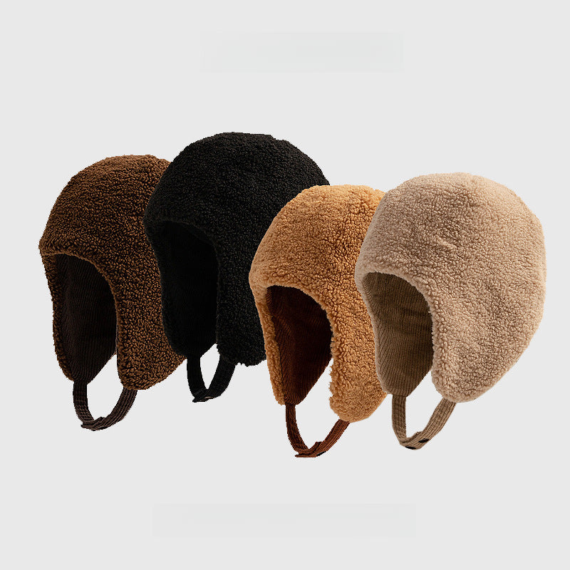 Thickened Warm-Keeping and Cold-Proof Ear Protection Corduroy Double-Sided Lamb Wool Trapper