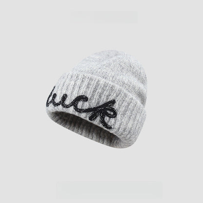 Letter Embroidery Warm Beanies